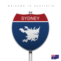 o rótulo da cidade e o mapa da austrália em estilo de sinais americanos. png