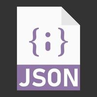 Modern flat design of JSON file icon for web vector