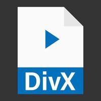 diseño plano moderno de icono de archivo divx para web vector