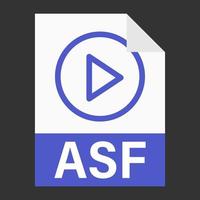 diseño plano moderno de icono de archivo asf para web vector