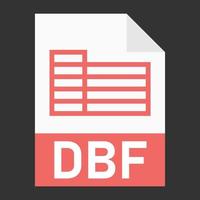 diseño plano moderno del icono de archivo dbf para web vector