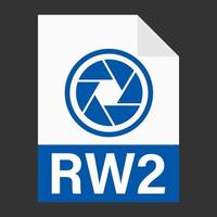 diseño plano moderno de icono de archivo rw2 para web vector