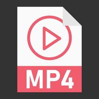 diseño plano moderno del icono de archivo mp4 para web vector