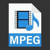 diseño plano moderno del icono de archivo de ilustración mpeg para web vector