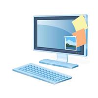 Personal computer or system unit  icon with monitor and keyboard vector