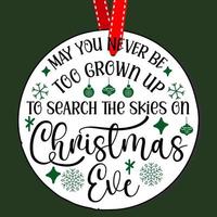 Christmas eve Round Christmas Sign. Christmas Greeting designs. Door hanger vector quote sayings. Hand drawing vector illustration. Christmas tree Decoration.