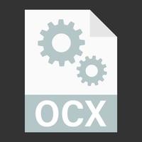 diseño plano moderno del icono de archivo ocx para web vector