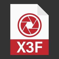 Modern flat design of X3F file icon for web vector