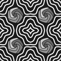 Black and White Spiral Seamless background. Geometrical Pattern design in Aztec symbols, Ethnic Style. Abstract embroidered, ideal for men shirt, male fashion, bag, Wallpaper, backdrop. vector