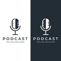 Podcast logo template vector design with modern trendy microphone audio. Podcasts for studio, interview, multimedia and web.