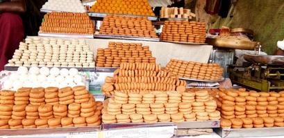 Indian sweets and Mithai in a tray photo