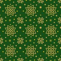 Elegant Green Geometric Seamless Pattern with Tribal Shape. Pattern designed in Ikat, Aztec, Moroccan, Thai, Luxury Arabic Style. Ideal for Fabric Garment, Ceramics, Wallpaper. Vector Illustration.