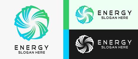 energy logo design template with creative abstract concept of rotating art in the form of a vortex in a circle. premium vector logo illustration