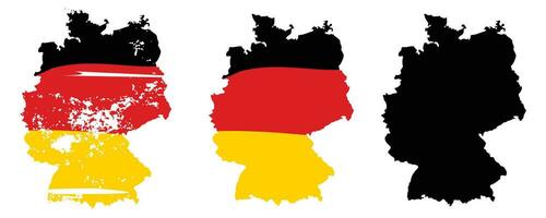 nuevo mapa de alemania textura grunge conjunto de vectores de diseño de bandera negra y colorida