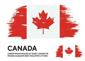 conjunto de vectores de diseño de bandera colorida canadiense de textura grunge desvanecida