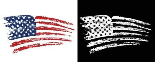 New colorful and white grunge texture USA flag design vector set