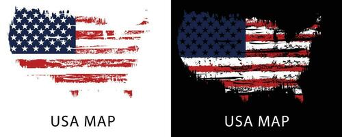USA map grunge texture flag design vector set