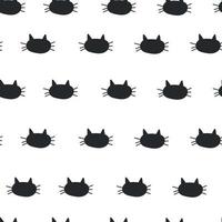 patrón de caras de gato negro vector