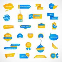 Vector stickers, price tag, banner, label. Coupon sale, offers and promotions vector   template. Shop price tag, retail, commerce, business. Set of speech bubbles