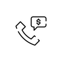 llamada, centro, teléfono línea punteada icono vector ilustración logotipo plantilla. adecuado para muchos propósitos.