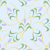 Geometric  Floral Ornamental Seamless Pattern with Leaves.Vector. vector