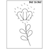 Flower connect the dots Dot to Dot activities vector