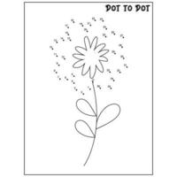 Flower connect the dots Dot to Dot activities vector