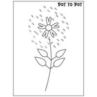 Flower connect the dots Dot to Dot activities vector