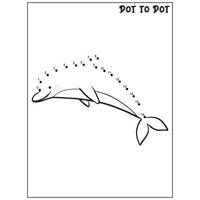 Dolphin connect the dots Dot to Dot activities vector