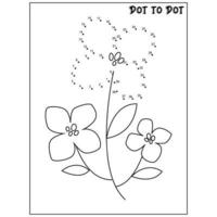 Flower connect the dots Dot to Dot activities vector