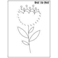 Flower connect the dots Dot to Dot activities vector