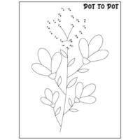 Flower connect the dots Dot to Dot activities vector