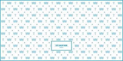 cute sailor theme pattern with wave and anchor shape vector