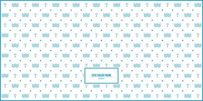 cute sailor theme pattern with wave and anchor shape vector