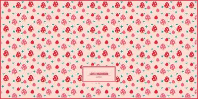lovely red mushrooms pattern with light pink background vector
