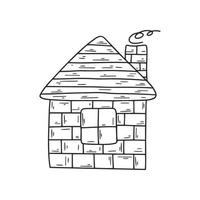 Village house simple outline image vector