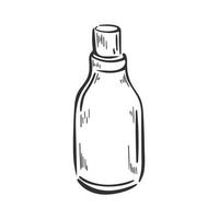 Old glass sealed bottle with oil or perfume vector