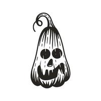 Engraved pumpkin head isolated vector illustration