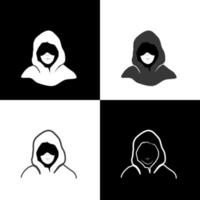 Hackers wearing white and black hoodies in 4 patterns vector