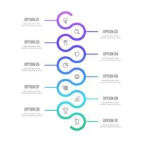 10 steps infographic circle curve flow vertical gradient vector