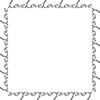Square frame with black text Love on white background. Vector image.