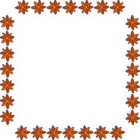 Square frame with bright orange flowers on white background. Vector image.