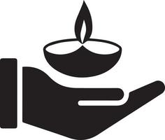 la palma de una persona. festival indio diwali, lámpara en mano vector