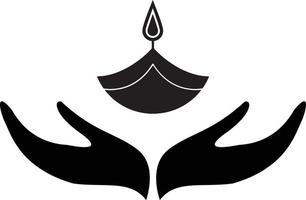 Diwali oil lamp. holding a Diya. Diya for Diwali on hand vector