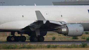 FRANKFURT AM MAIN, GERMANY JULY 19, 2017 - Lufthansa cargo MD 11 D ALCB taxiing, slow motion. Fraport, Frankfurt, Germany video