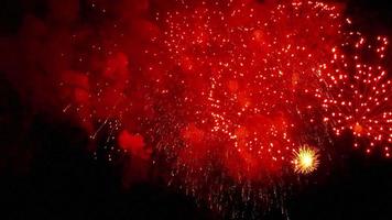 Fireworks flashing in the night sky. video