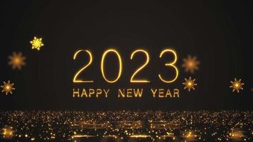 2023 Happy New Yea gold with flow snowflakes video