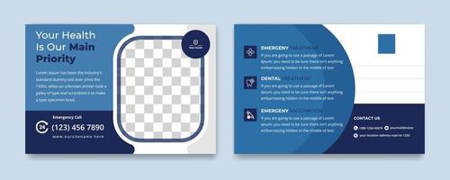 Medical Healthcare Post Card Design Template vector