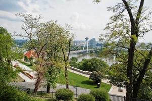 Street of view Bratislava bridge, Slovakia. photo