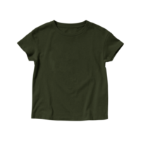 camiseta verde militar en blanco con cuello redondo y manga corta para niños png